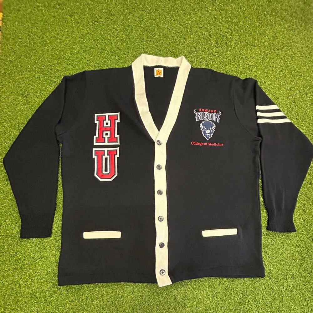 Howard University Bison College of Medicine Varsity Cardigan Navy Blue 2XL HBCU